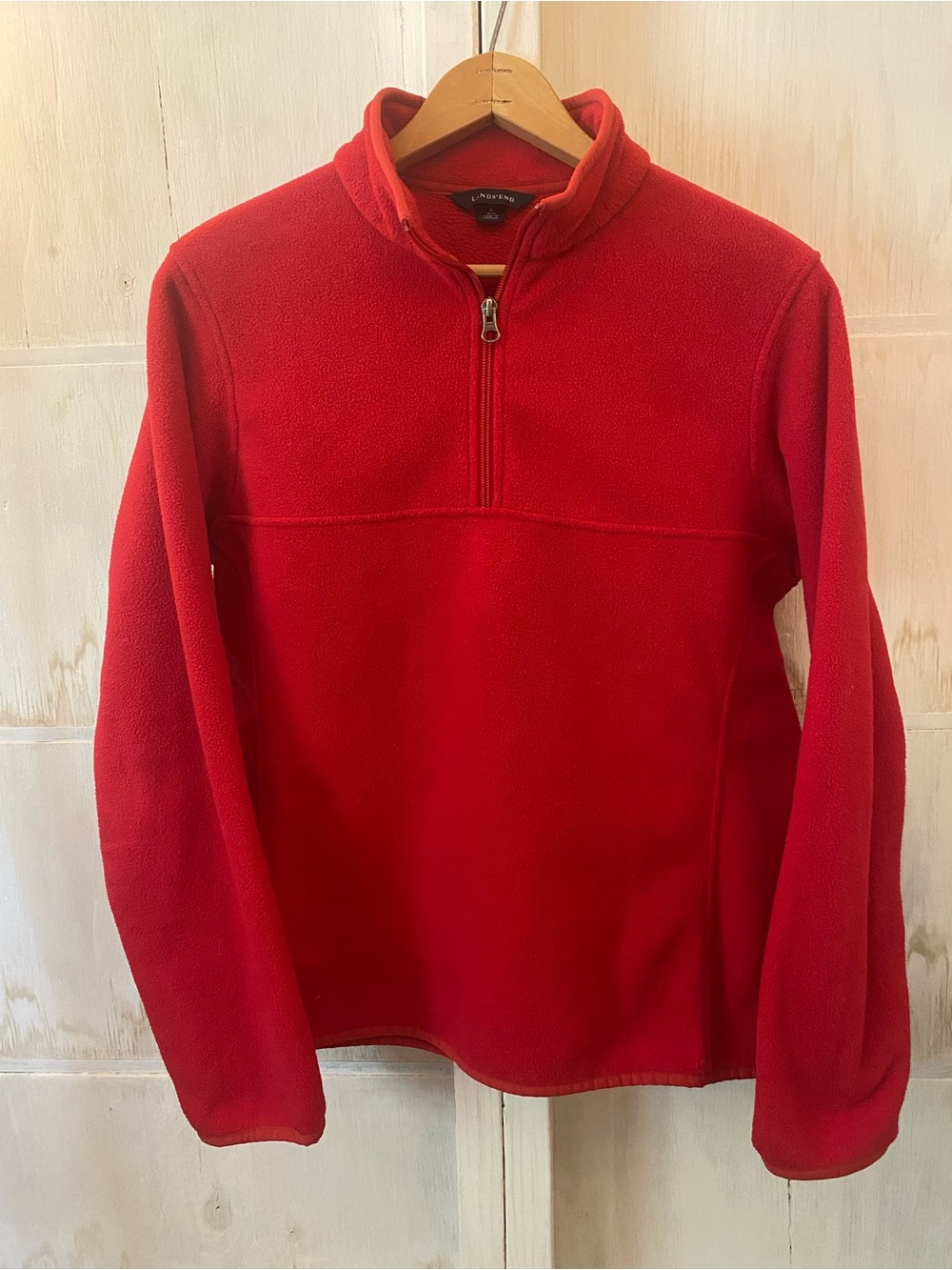 Lands' End Women’s Medium Bright Red Half-Zip Fleece Pullover
